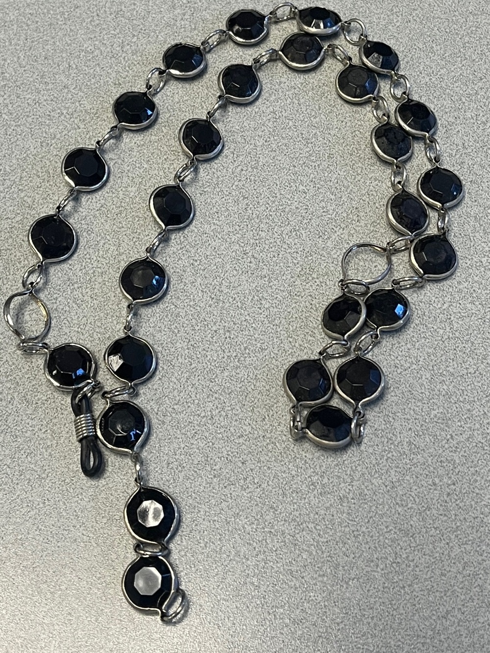 Black Faceted Glass Link Necklace - Women Jewelry
